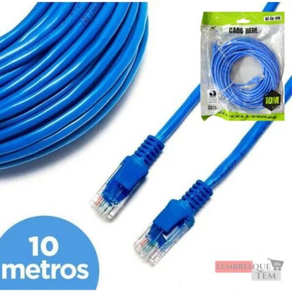 Cabo de Rede Patch Cord CAT5E 10M com Conector RJ45
