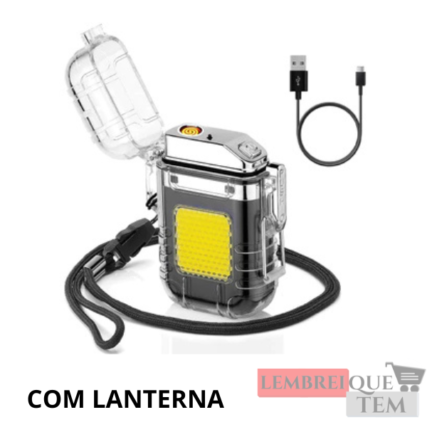 Isqueiro Elétrico LED Recarregável USB com lanterna