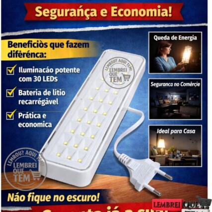 Luminaria Emergencia 30 Leds Bateria De Litio Recarregável